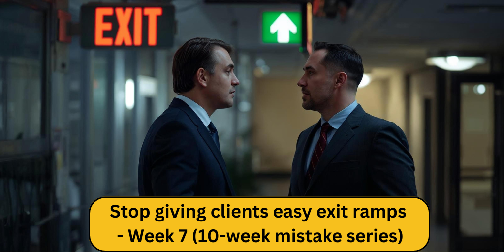 Week 7 – Stop giving clients easy exit ramps (10-week mistake series)